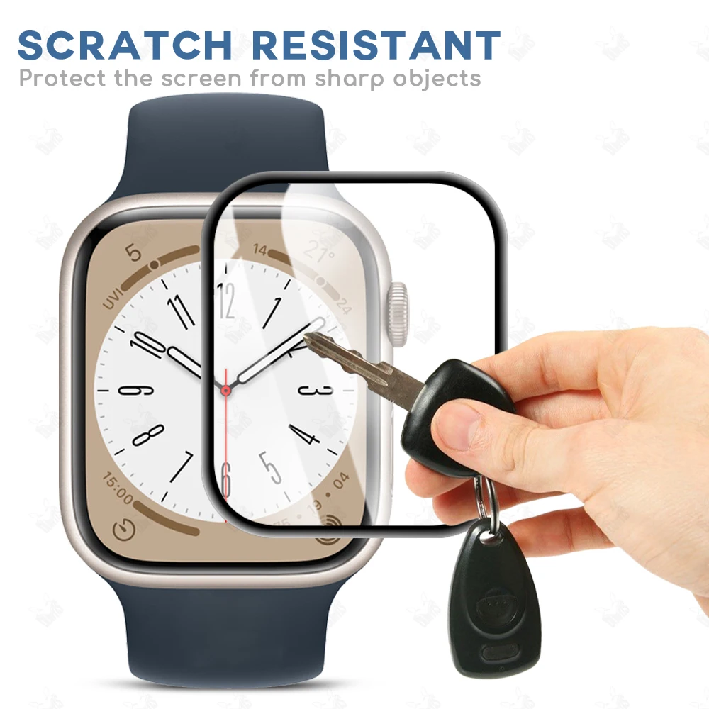 Cubierta de película protectora de vidrio de fibra suave para iWatch 8 7 6 5 4 3 2 SE película protectora de pantalla para Apple Watch Series 8 Ultra 49mm - imagen 4