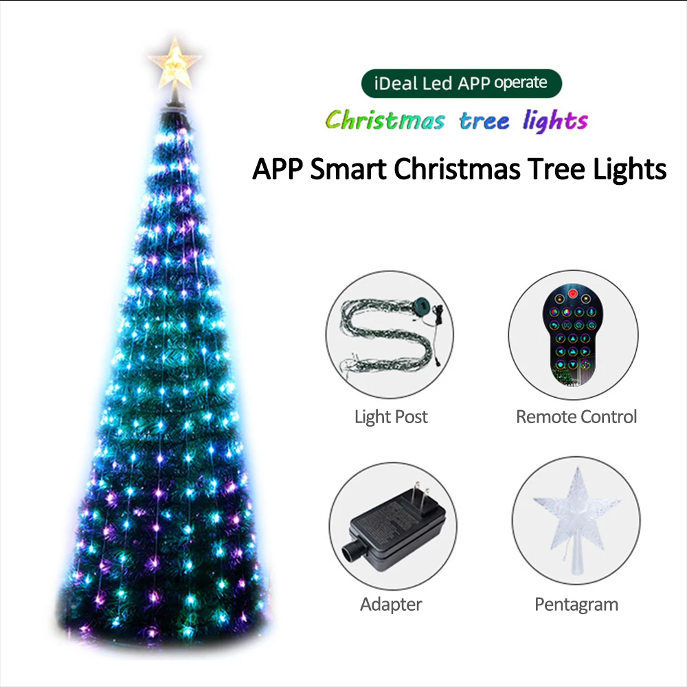 Luces LED de hadas Multicolor para árbol de Navidad, cadena de estrella, cascada, aplicación de Navidad, Bluetooth, hogar, patio, bricolaje, programable - imagen 5