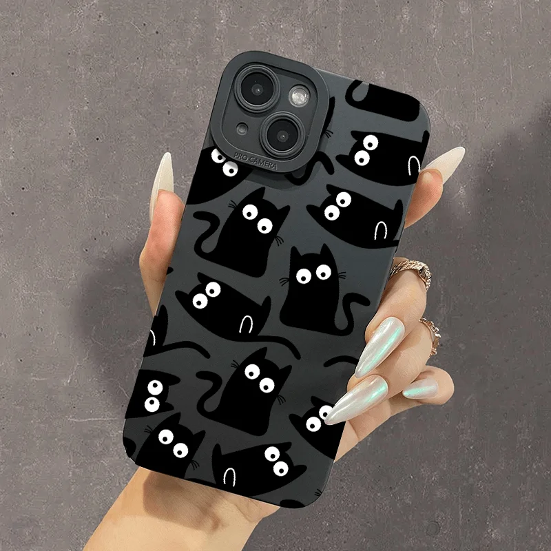 Black Cat Case For Samsung Galaxy S25 Ultra Samsung A16 A55 A54 S22 S23 Plus A52 S24 FE A54 A52 A35 A33 A34 A14 A15 A324G Covers