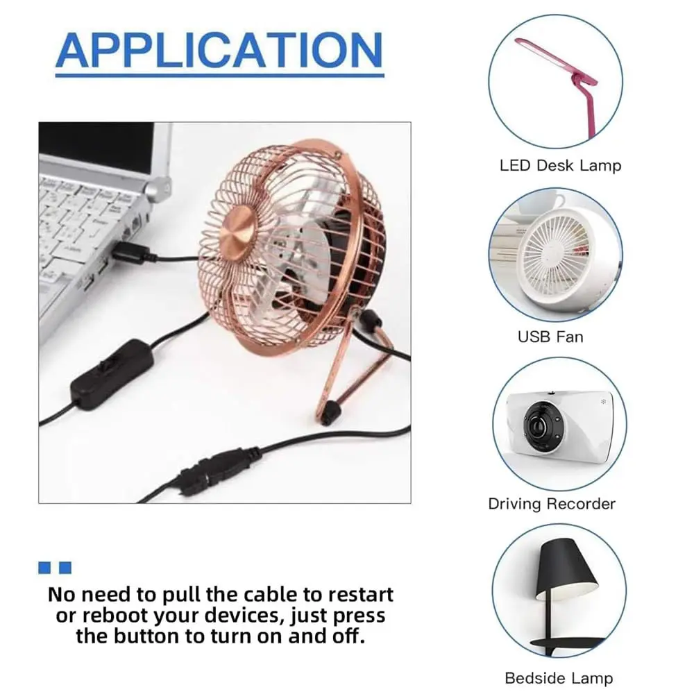 Cable USB macho a hembra con interruptor de encendido/apagado, cable de carga de extensión USB para grabadora de conducción, lámpara de escritorio LED, ventilador USB, tiras LED - imagen 5