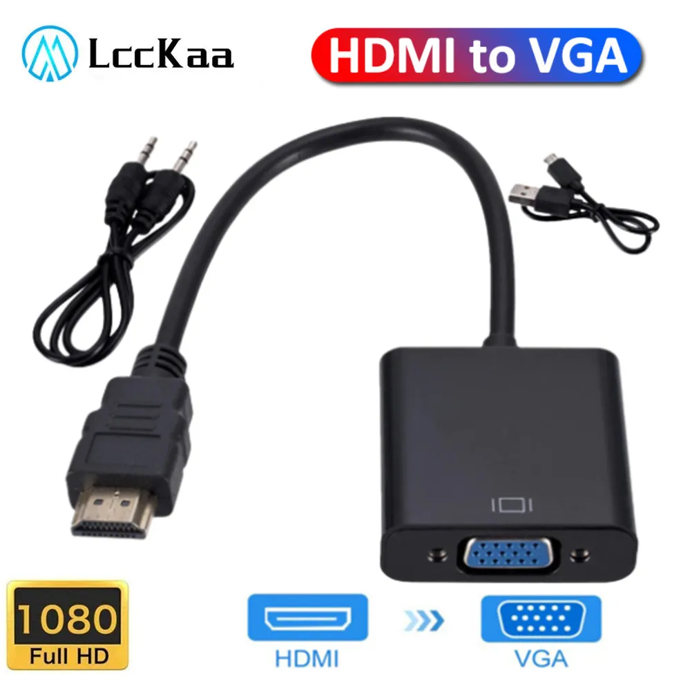 Convertidor HDMI a VGA 1080P con audio y alimentación para PS4, Xbox y TV Box