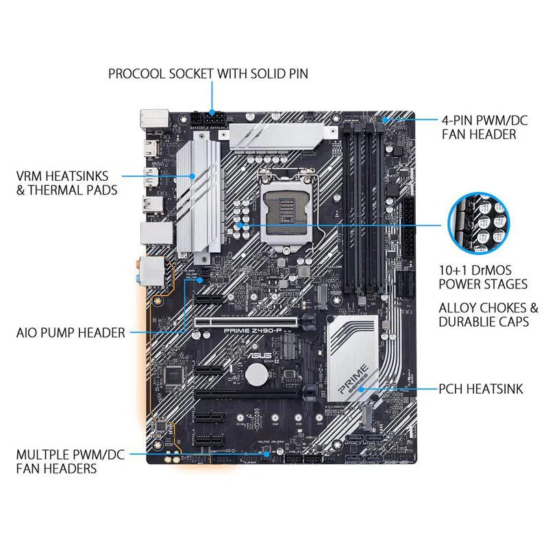 ASUS Z490-P LGA 1200 (Para Intel ® Placa base ATX de decima generación (Dual M.2, DDR4 4600, Ethernet de 1 Gb, USB 3.2 Gen 2 USB tipo A) - imagen 2