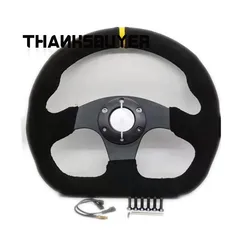 Volante Drift Tipo D 320 mm – Anillo Simil Cuero Rojo y Amarillo para RC