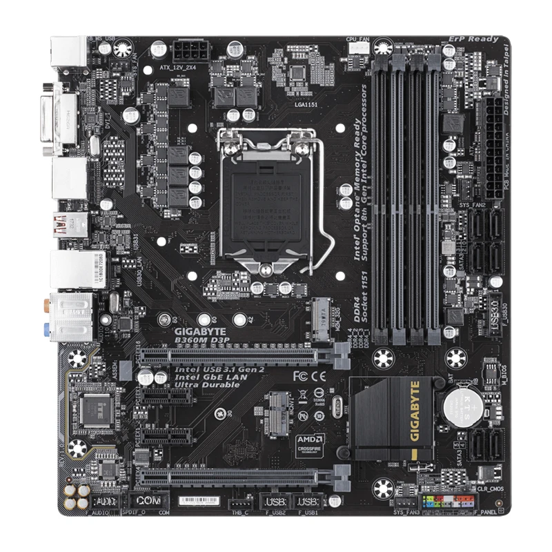 GIGABYTE-placa base B360M D3P, M-ATX, Intel B360, LGA1151, DDR4, SATA3, M.2, DVI-I, DP - imagen 2