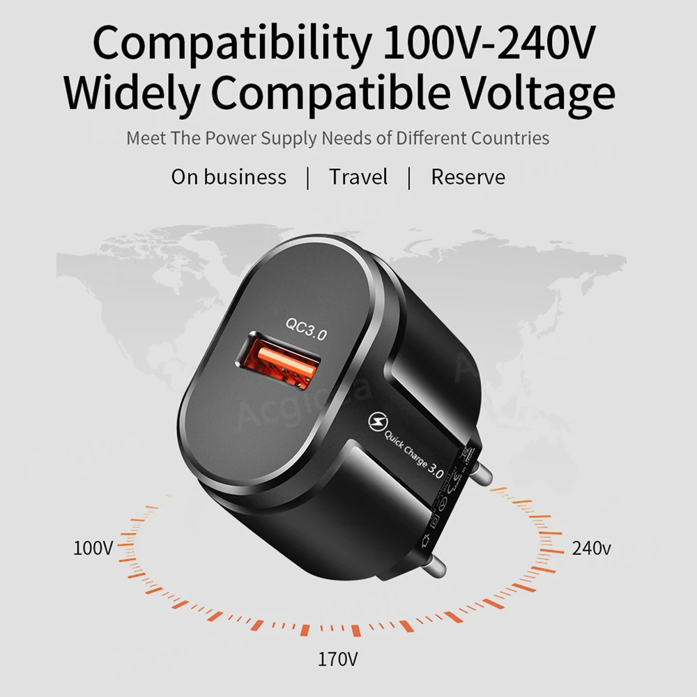 Cargador USB de 18W, cargador de pared de carga rápida para iPhone, Samsung, Xiaomi, Huawei, adaptador de corriente para teléfono móvil de carga rápida USB portátil - imagen 5