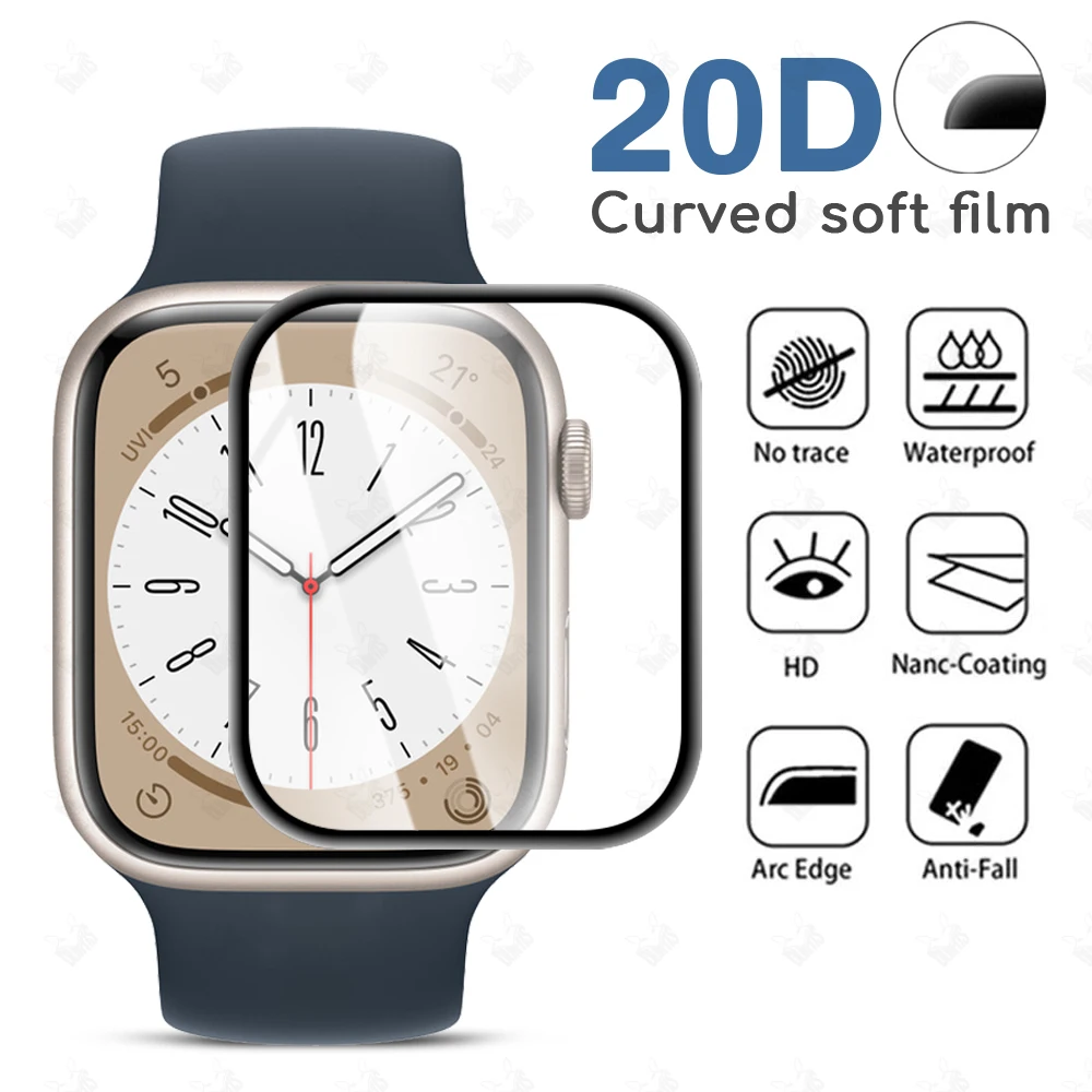 Cubierta de película protectora de vidrio de fibra suave para iWatch 8 7 6 5 4 3 2 SE película protectora de pantalla para Apple Watch Series 8 Ultra 49mm - imagen 2