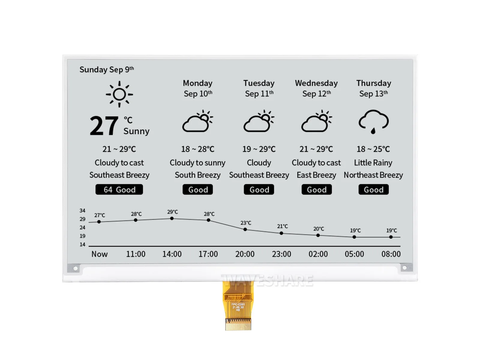 Pantalla de tinta de 7,5 pulgadas, papel electrónico de pantalla desnuda, resolución de 800x480, blanco y negro - imagen 5