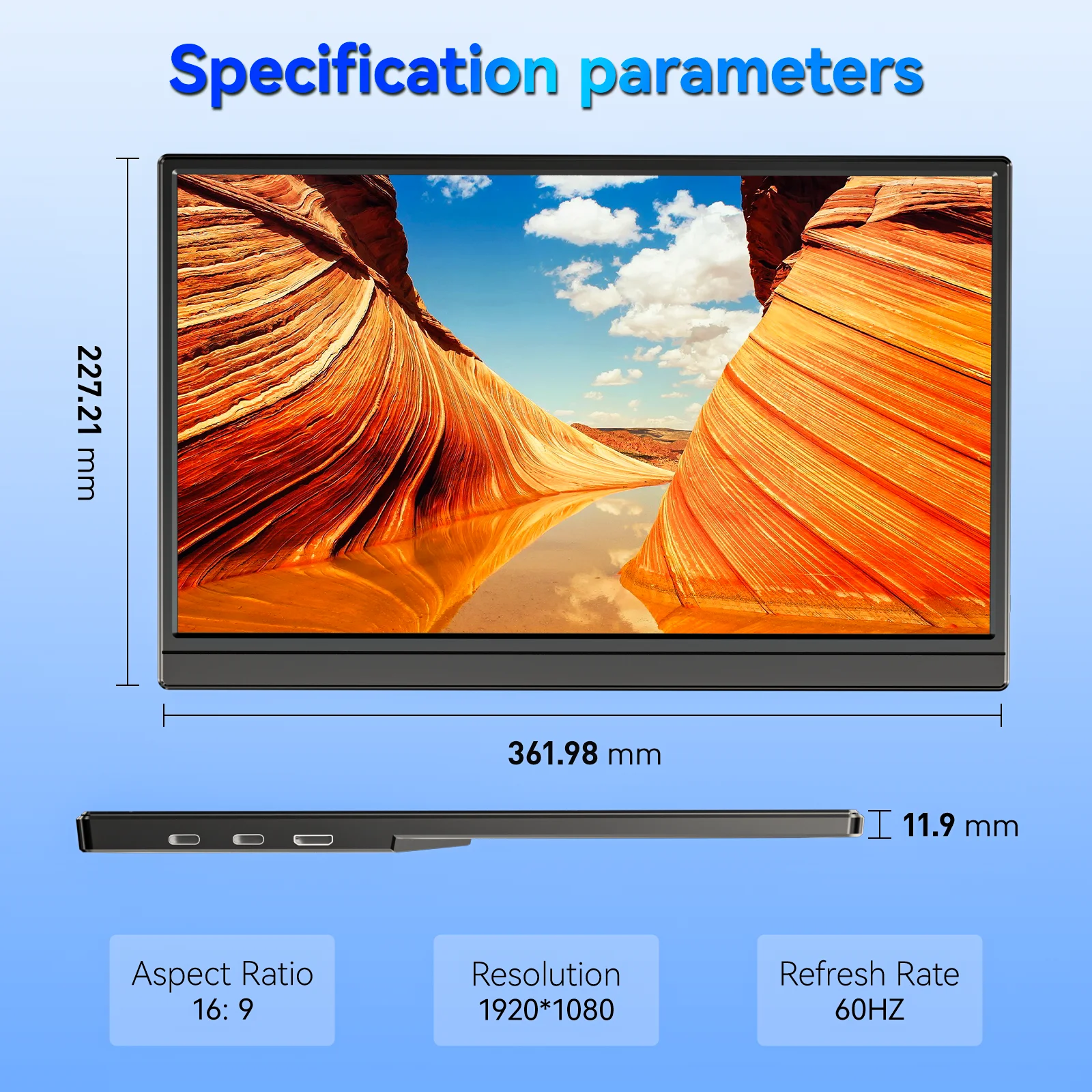 Pantalla portátil de 15,6 pulgadas: monitor de viaje ultrafino sin bisel 1080P FHD IPS, con soporte para devi multifuncional portátil - imagen 5
