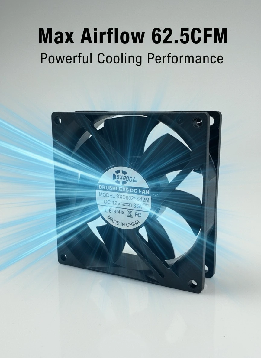 SXD8025S12M 12V PWM ventilador de refrigeración de rodamiento hidráulico 80x80x25mm Control de velocidad de 4 pines ventilador silencioso de alto flujo de aire para carcasa de PC CPU PSU - imagen 4