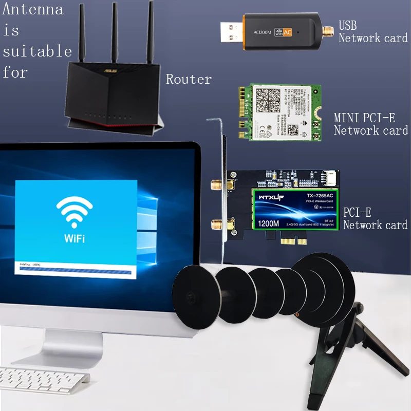 12dBi 2,4G WIFI recepción o transmisión de señal antena direccional Yagi ordenador tarjeta de red inalámbrica USB Mini adaptador PCIE - imagen 3