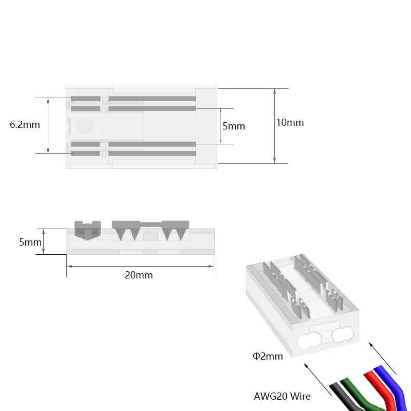 Conector rápido para tiras de luces LED RGB COB, 4 pines, 10mm, sin soldadura, unión libre, fácil de conectar, 3 uds./lote - imagen 5
