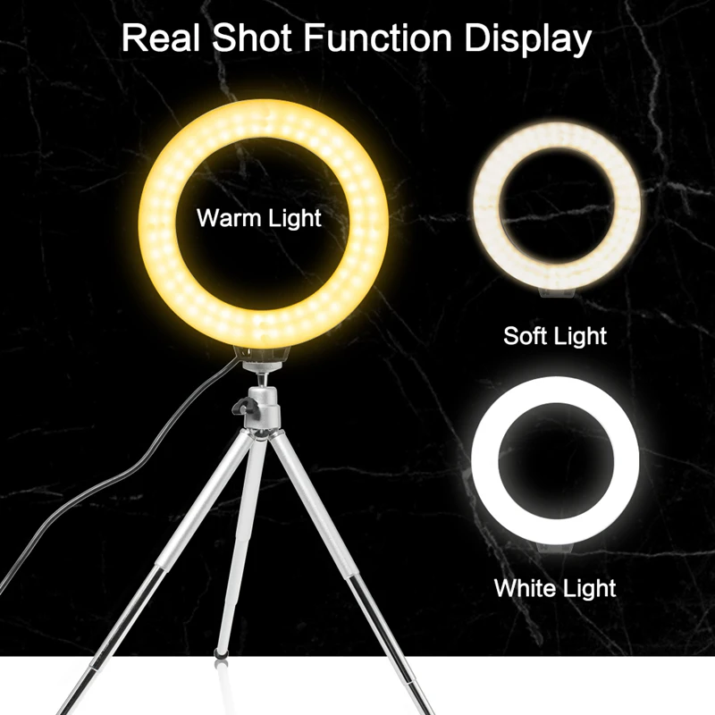 Panel de luz LED para fotografía y vídeo, iluminación con filtros RGB, Kit de lámpara de estudio fotográfico para sesión en vivo, anillo de luz con trípode, 6 pulgadas - imagen 4