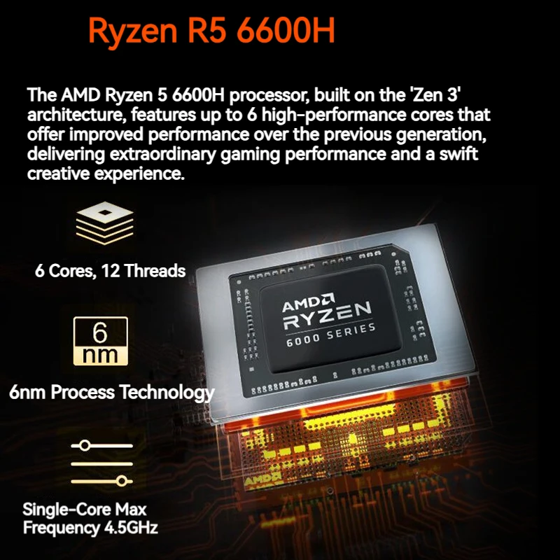 FIREBAT U6B 16 pulgadas AMD Radeon 660M Ryzen5 6600H DDR5 120Hz 2.5K Wifi6 BT5.1 16GB 512GB Gaming Gamer Bussiness Notebook portátil - imagen 4