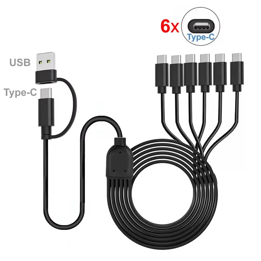 Cable Divisor USB-C 6 en 1 Multiport para Dispositivos Type-C