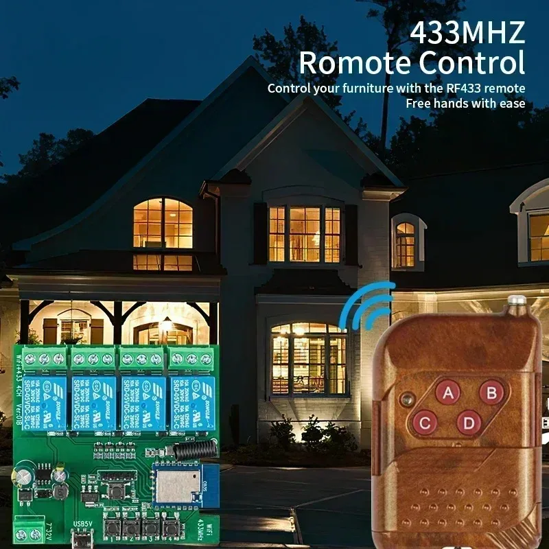 Tuya-interruptor inteligente Wifi para puerta de garaje, relé Wifi RF, módulo de 4 canales, 85-265V, módulo de cortina Wifi, interruptor inalámbrico - imagen 4