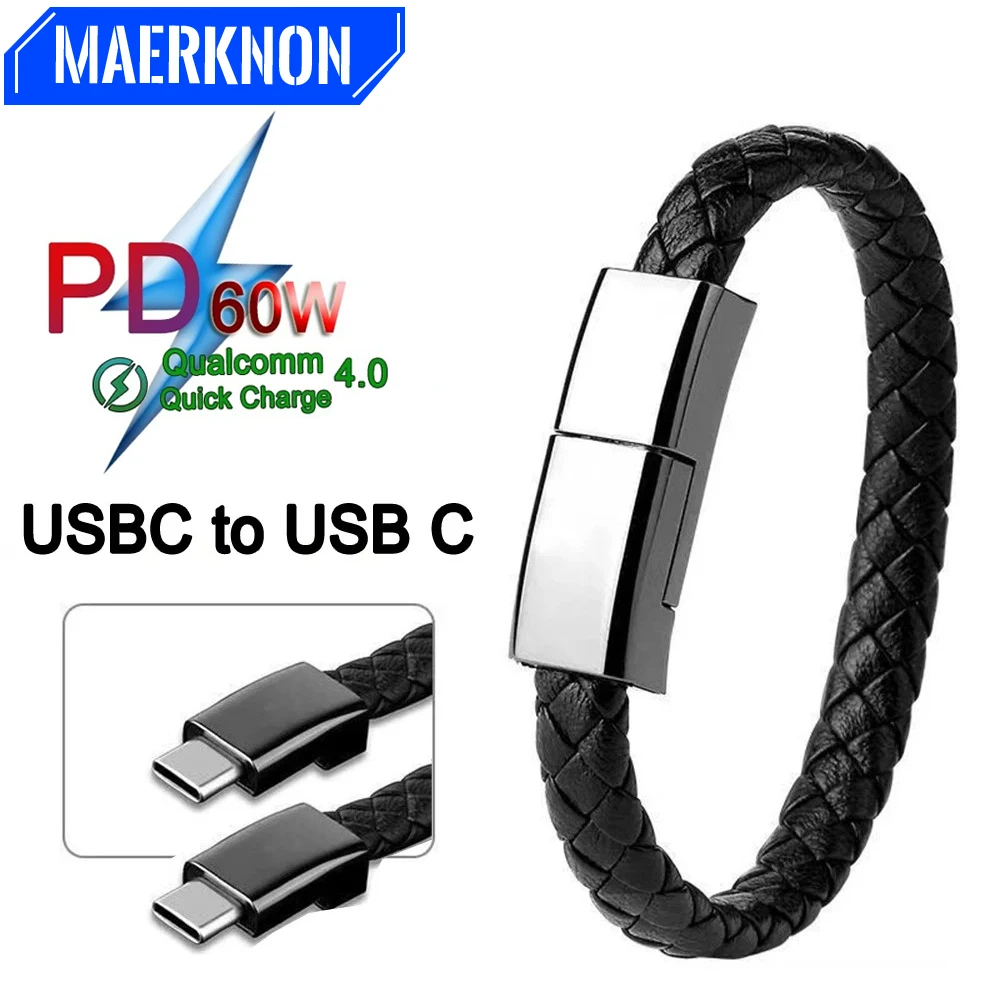 Cable de carga rápida PD 60W, Cable de datos de pulsera USB C a USB C para iPhone 14, Samsung, Xiaomi, Huawei tipo C, Cable de carga rápida para teléfono - imagen 2