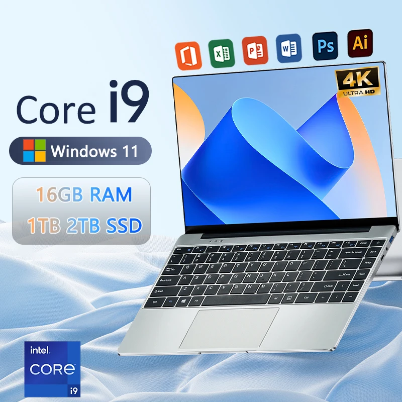 Ordenador portátil de 14,1 pulgadas para estudiantes y negocios, computadora 2025 con Intel Core i9 8950HK16GB de RAM, 1TB, 2TB SSD , Webca, ligero y Delgado