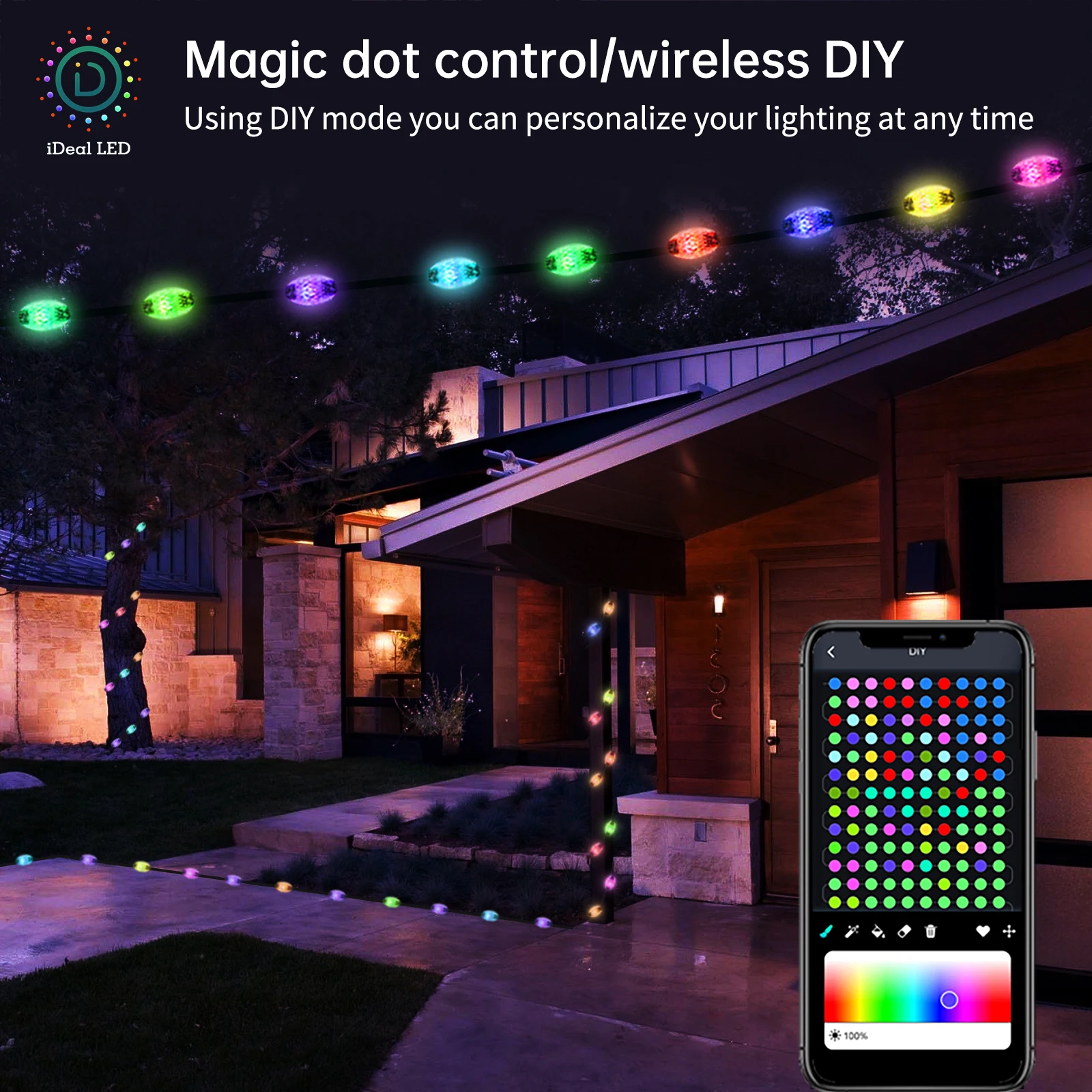 Dreamcolor diamond shap USB LED String Light WS2812B guirnalda de luces de hadas para decoración de fiesta de cumpleaños de Navidad a prueba de agua - imagen 3