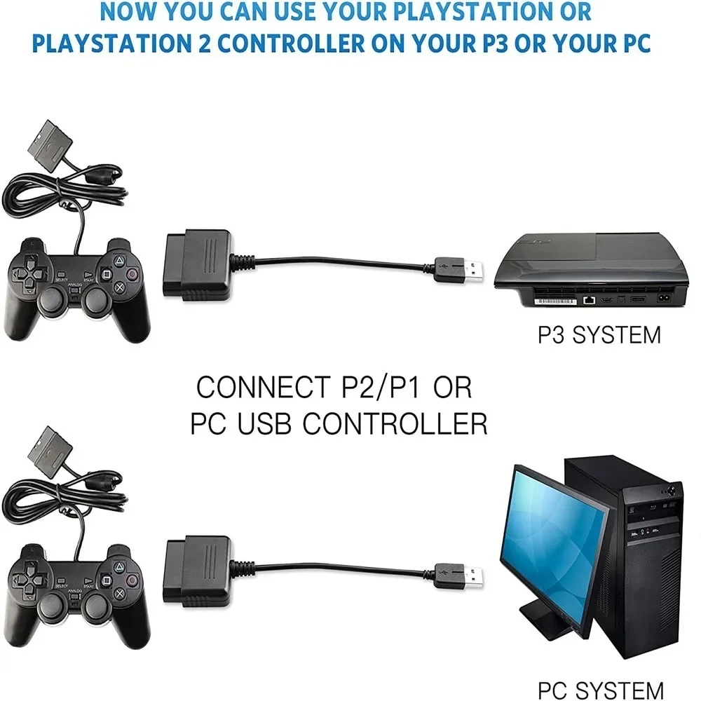 Mando a distancia para Sony PS2, mando Dualshock 2 a 3 PS3 PC, adaptador de juegos USB, Cable convertidor sin controlador - imagen 3