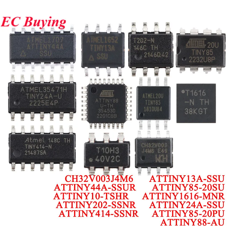 20 piezas/1 unidad ATTINY85 ATTINY85-20SU TINY85 ATTINY202-SSNR ATTINY1616-MNR ATTINY44A ATTINY13A ATTINY10 tinyAVR Chip microcontrolador