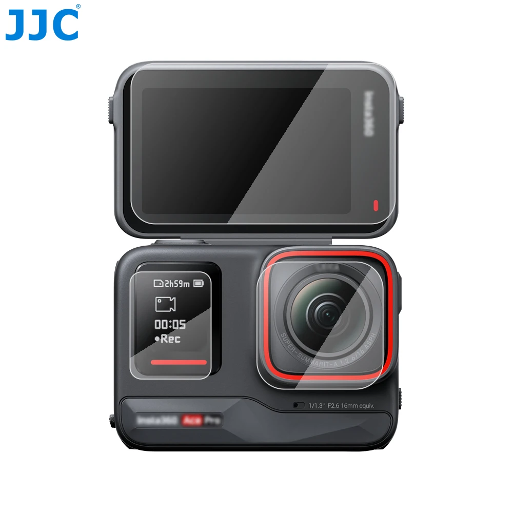 JJC-Protector de pantalla de lente para Insta360 Ace Pro, vidrio templado de 0,3mm, dureza 9H, y antiburbujas antiarañazos, paquete de 2 unidades - imagen 2