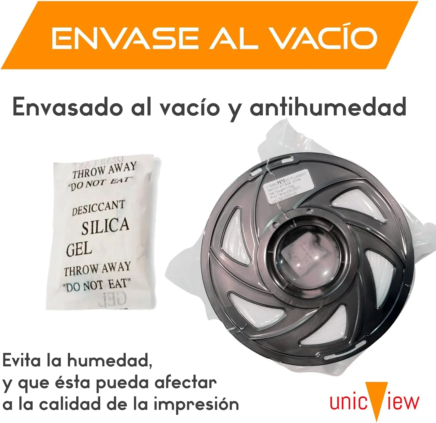 Filamento PETG, 1,75 mm Carrete de 1 kg, Filamento 3D PETG 1,75 +/- 0,02 mm para impresión 3D, tereftalato de polietileno, filamento 3d impresora (Blanco) - imagen 5