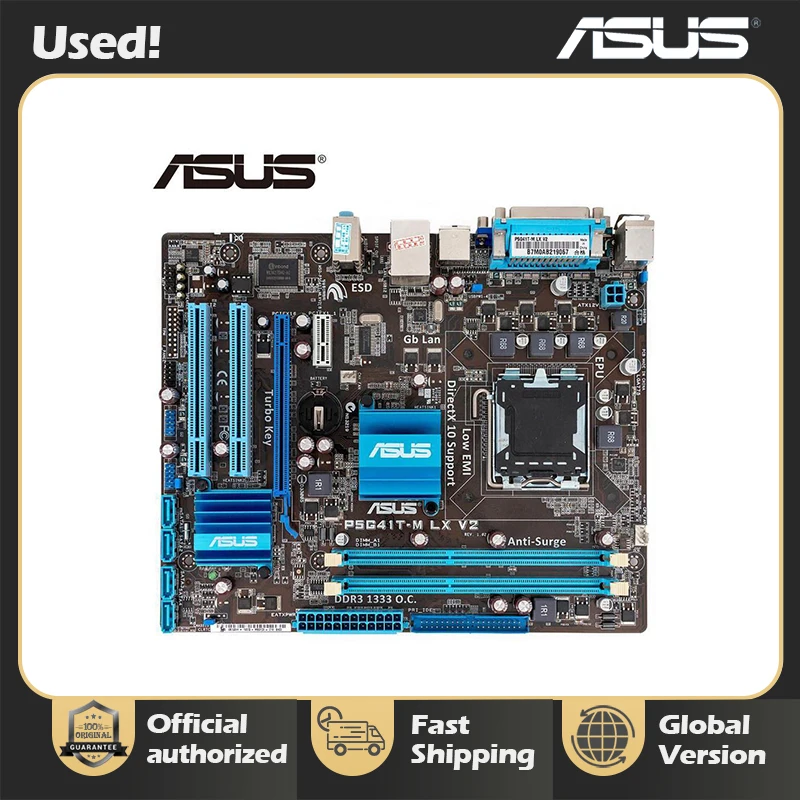 ASUS-placa base P5G41T-M-LX V2, Intel G41 LGA 775, Micro ATX, VGA, DDR3 1333, 8GB, SATA2 IDE, USB2.0 - imagen 2