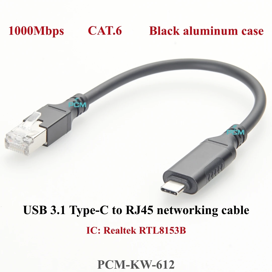 Adaptador USB C tipo C 3,1 a RJ45, conector de cable Ethernet 8P8C, 1000Mbps, 1G, red LAN Cat6, cable de alta velocidad para ordenador portátil