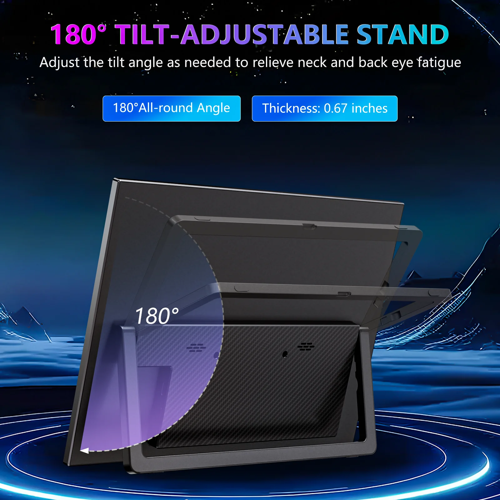 Monitor portátil FHD 1080P de 14" - IPS HDR, USB-C dual/HDMI, Plug&Play, soporte ultrafino y ajustable para computadora portátil/PS5/Switch/Xbox, T - imagen 5