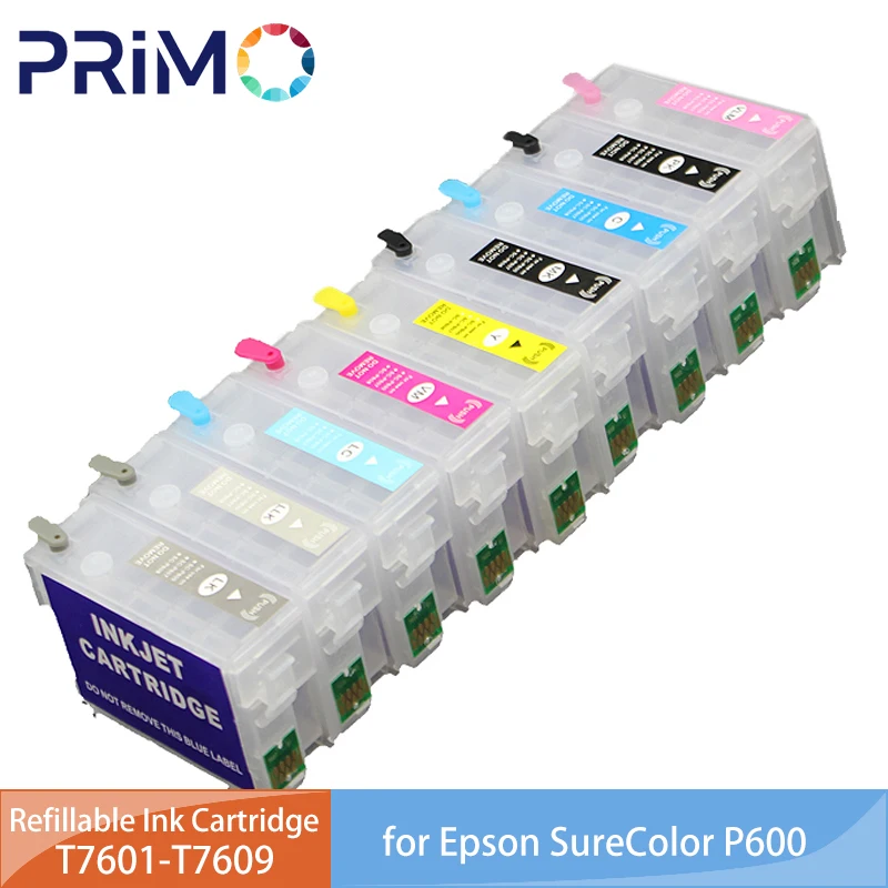 T7601 - Cartucho de tinta recargable T7609 30ML con chip permanente ARC para Epson Surecolor P600 SC-P600