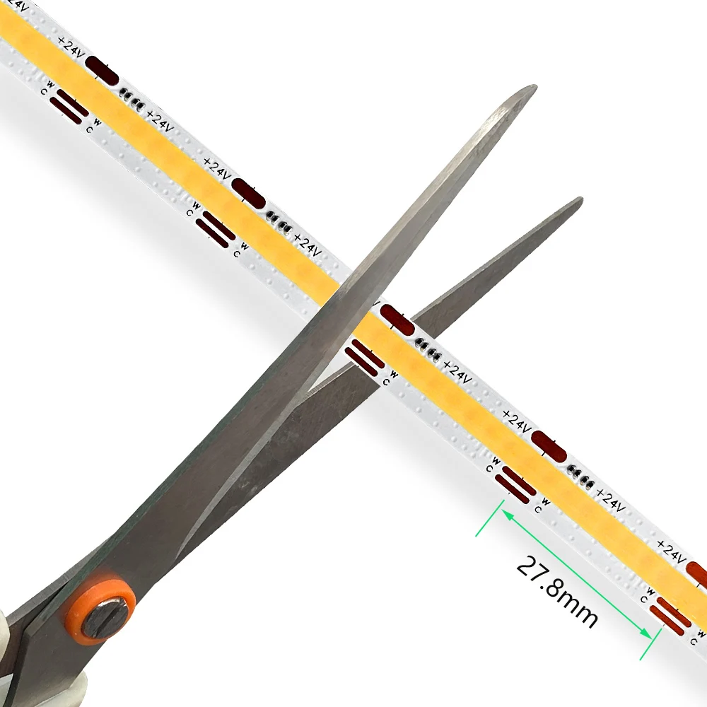 Tira de luces LED COB CCT para decoración de habitación, cinta LED blanca, regulable, dinámica, ajustable, Flexible, cálida y fresca, DC24V, 2700K + 6500K - imagen 3