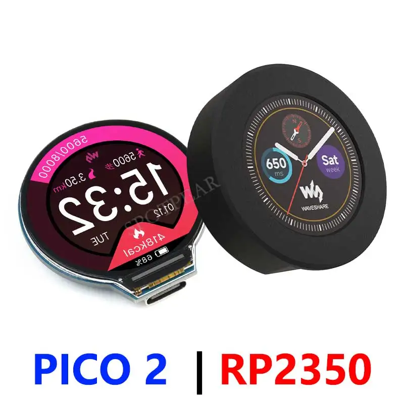 Placa de desarrollo RP2350, pantalla LCD redonda de 1,28 pulgadas, Flash de 4MB QMI8658, 6 ejes basados en el chip Raspberry Pi RP2350 - imagen 3