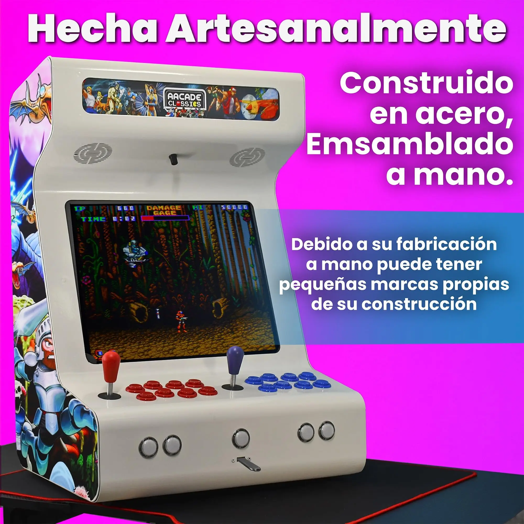 Arcade recreativa, Construida en acero, 8 Botones arcade de tipo americano, Intel N100 16GB RAM y 256GB SSD, Dual boot Windows 11 y Batocera, Podrás añadir tu propia librería Steam, Modelo Blanco - imagen 4