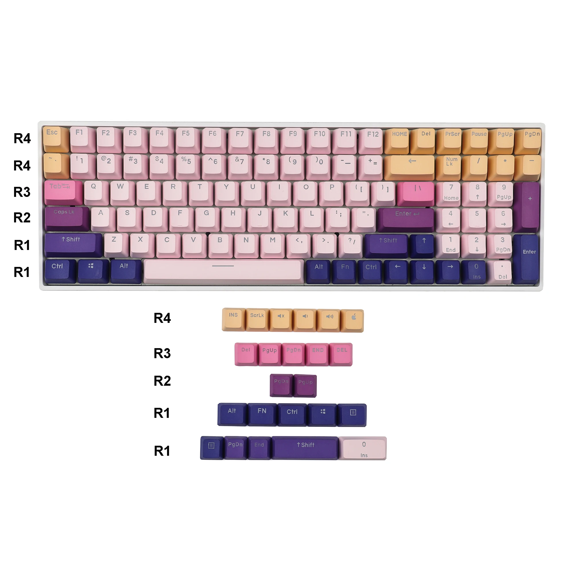 Lavender 122 YMDK teclas retroiluminadas de doble disparo PBT OEM perfil Keycap para teclado mecánico MX 104 87 84 68 - imagen 5
