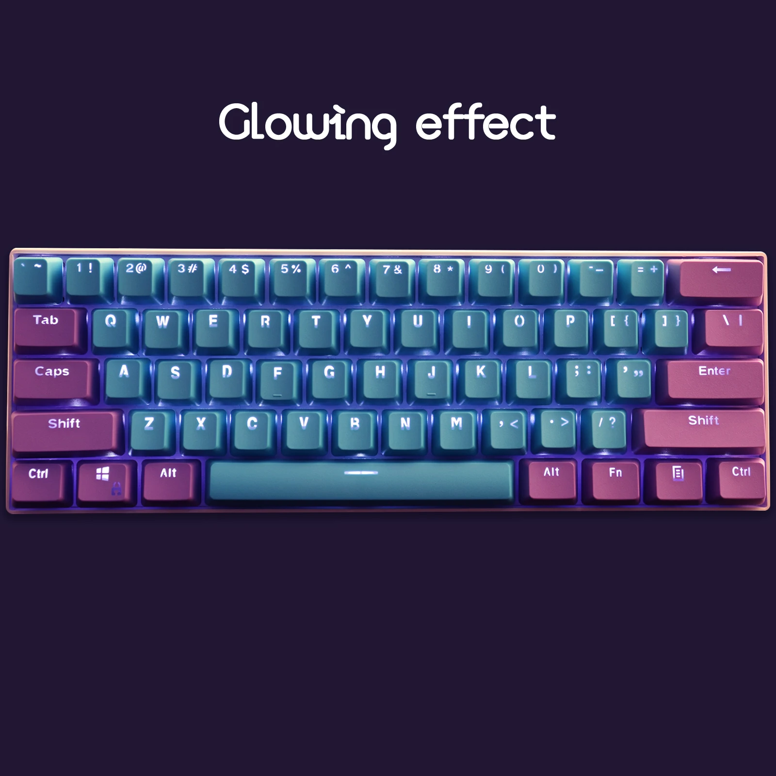 (Se venden solo teclas) Teclas RK 61 de color morado y azul, material PBT, altura OEM, teclas de teclado mecánico de dos colores retroiluminadas - imagen 3
