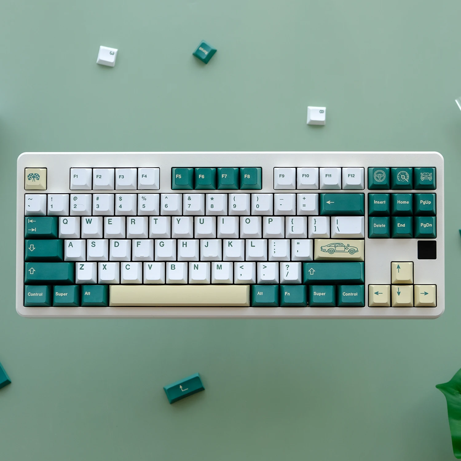 GMK-teclas verdes de carreras británicas, Teclado mecánico con tinte PBT, sublimación, perfil Cherry, para interruptor MX, 1,75u, 2U, 124 teclas