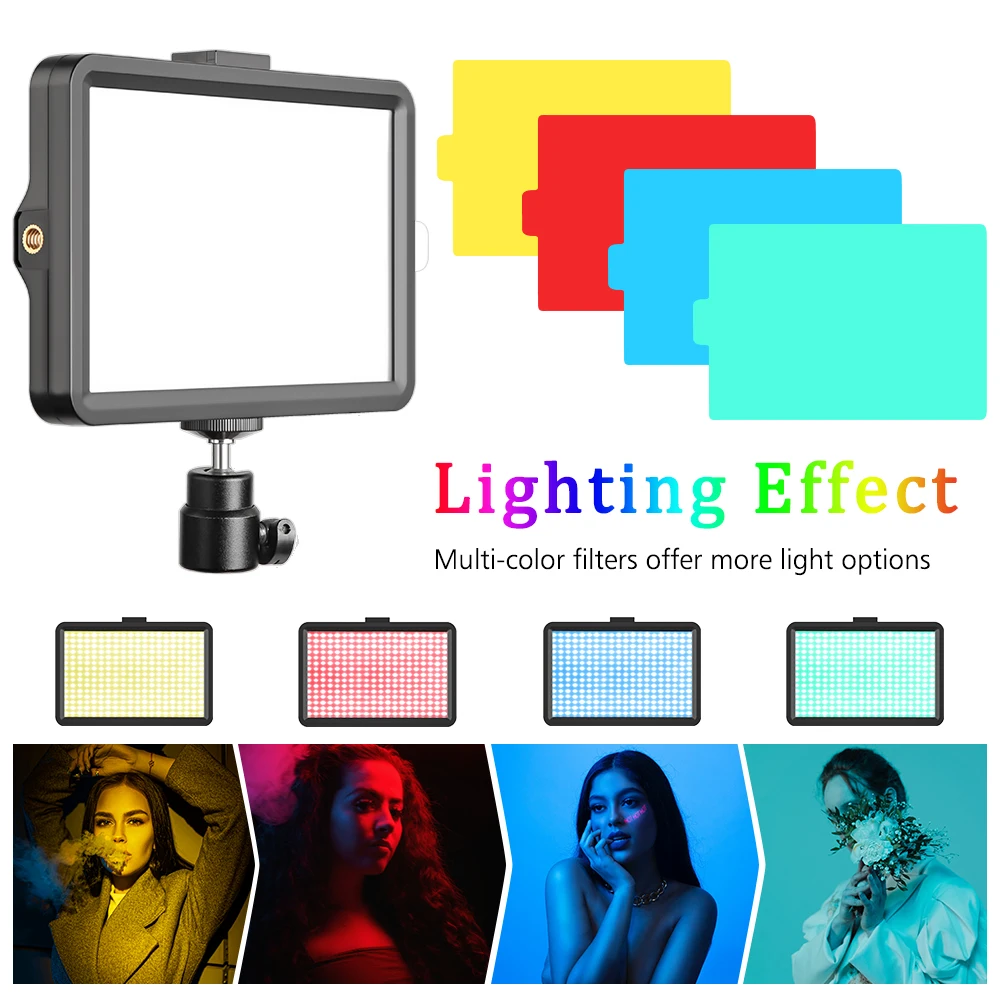 Panel de luz LED para fotografía y vídeo, iluminación con filtros RGB, Kit de lámpara de estudio fotográfico para sesión en vivo, anillo de luz con trípode, 6 pulgadas - imagen 2