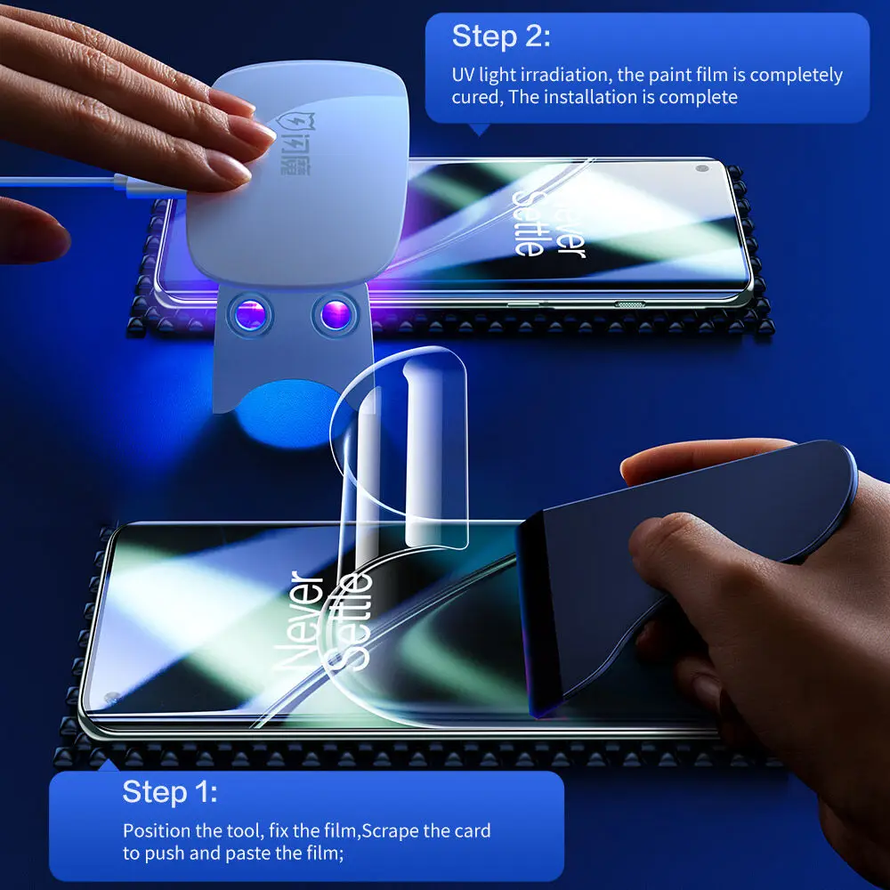 SmartDevil Protector de pantalla UV de pegamento completo para Oneplus 13 12 11 10 Pro película cuántica de cobertura completa para OnePlus Ace3 2 antihuellas - imagen 5