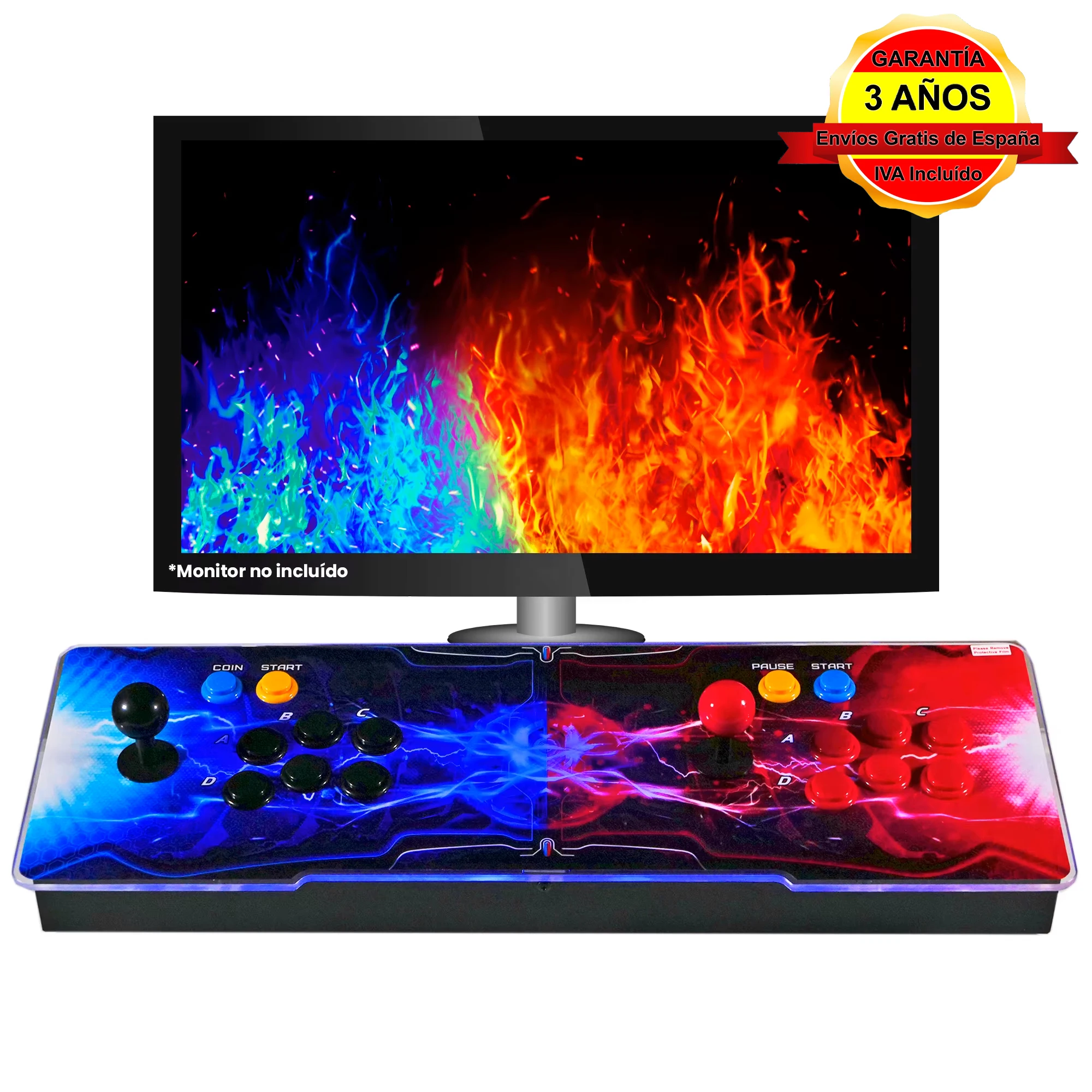 Pandora Box Extreme, Joysticks Independientes, Retro Consola, Maquina recreativa Arcade, Joystick Arcade, Incluye 6200 titulos 2D y 3D. Función de Guardar Partida. Posibilidad de añadir Juegos