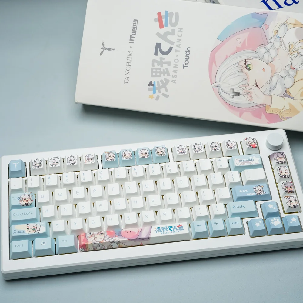 TANCHJIM & Utyping Asano Touch Cherry Profile PBT Keycaps 158 teclas proceso de sublimación de tinte DIY personalizado azul Keycap
