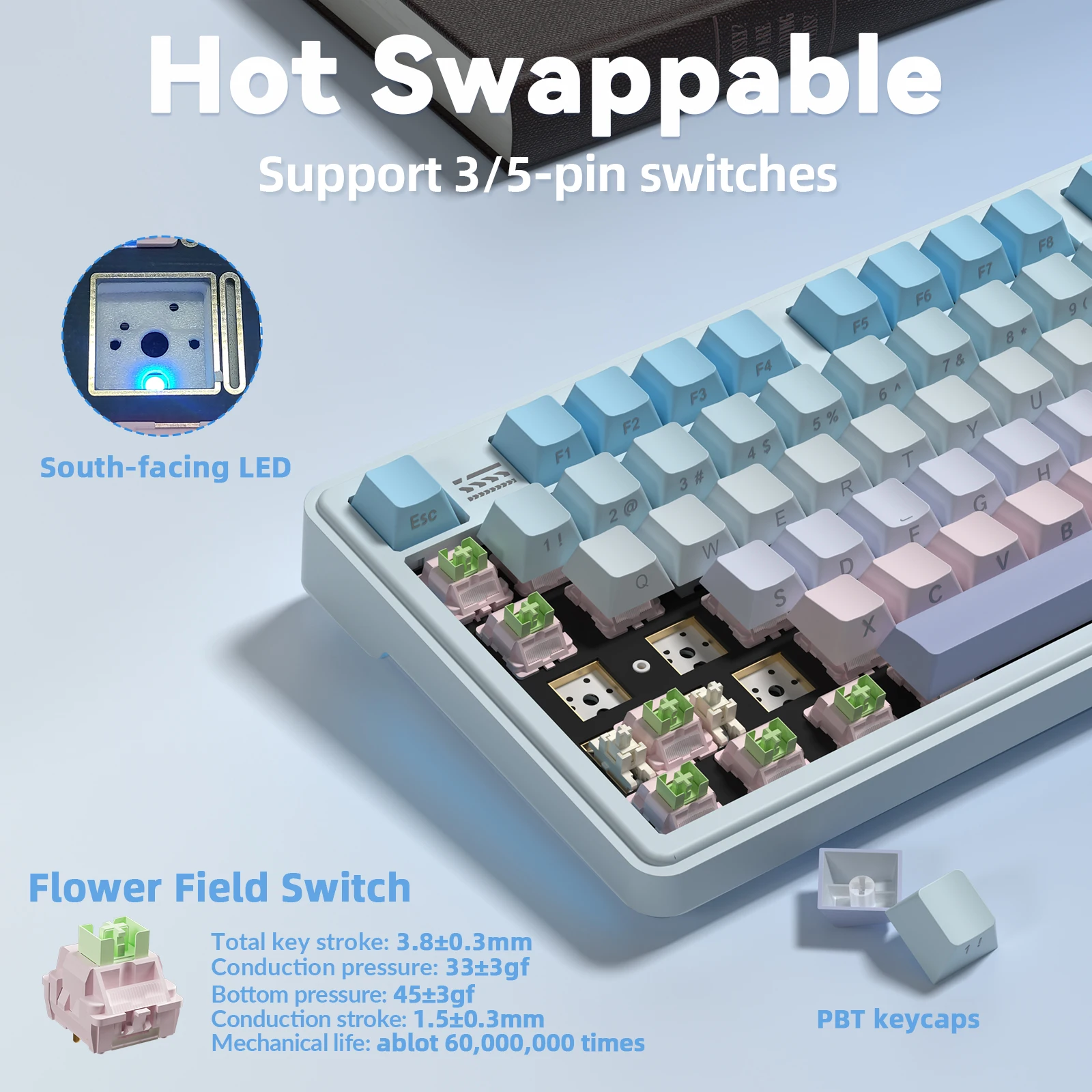 LINGBAO K108 Pro teclado mecánico coreano inalámbrico Bluetooth de poco ruido tamaño completo 104 teclas teclado para juegos personalizado 10000mAh - imagen 5