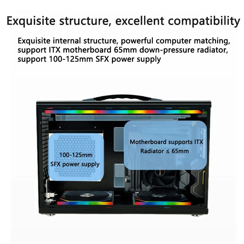 Caja de computadora UPSIREN MD-1 ITX, compatible con fuente de alimentación SFX/placa base ITX/longitud de tarjeta gráfica ≤ 380 mm/chasis de escritorio portátil - imagen 4