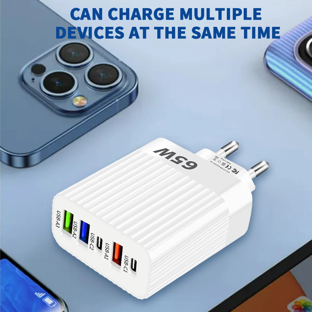 Total 120W USB cargador rápido tipo C adaptador de carga rápida carga rápida 3,0 para iPhone 16 Samsung Xiaomi Huawei USB C cargador de pared - imagen 2