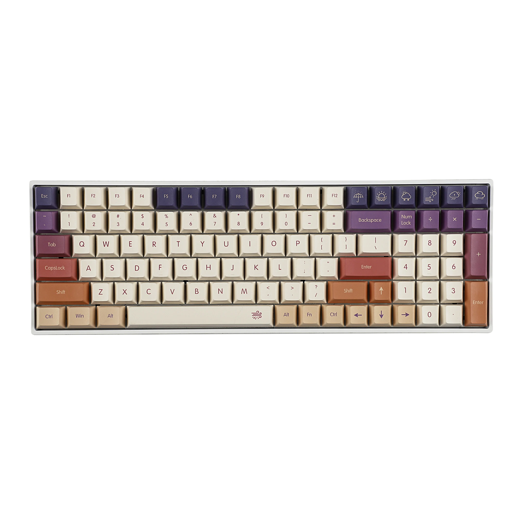 Teclas de nube de humo para teclado ANSI 143 TKL GK61 96 75 GMMK NCR80 Mx, 5 lados, PBT grueso, con tinte de perfil de cereza, 104 - imagen 2