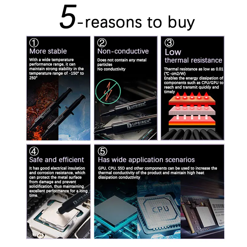 Pasta térmica UPSIREN UTG-Z de alta estabilidad, grasa térmica de silicona de alto rendimiento para radiador CPU GPU refrigeración de tarjetas gráficas - imagen 3