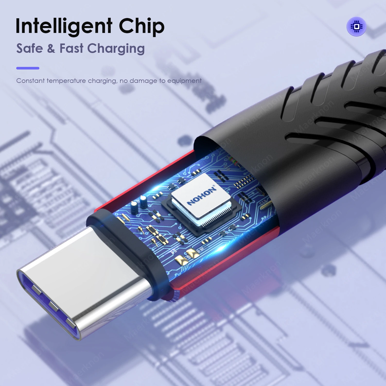 Cable USB C de 100W 7A, Cable de datos tipo C de carga rápida, Cable cargador de teléfono para Samsung S23 S22 Xiaomi Huawei Oneplus, Cable USB tipo C - imagen 5