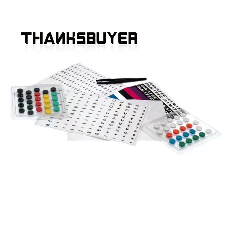 Simplayer juego de tapas de botón y pegatinas, accesorios de carreras Sim para la mayoría de volantes Fanatec