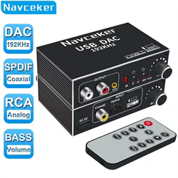 Navceker DAC convertidor de Audio Digital a analógico fibra Coaxial óptica SPDIF a RCA 3,5mm Jack adaptador de Audio amplificador para PS4 TV