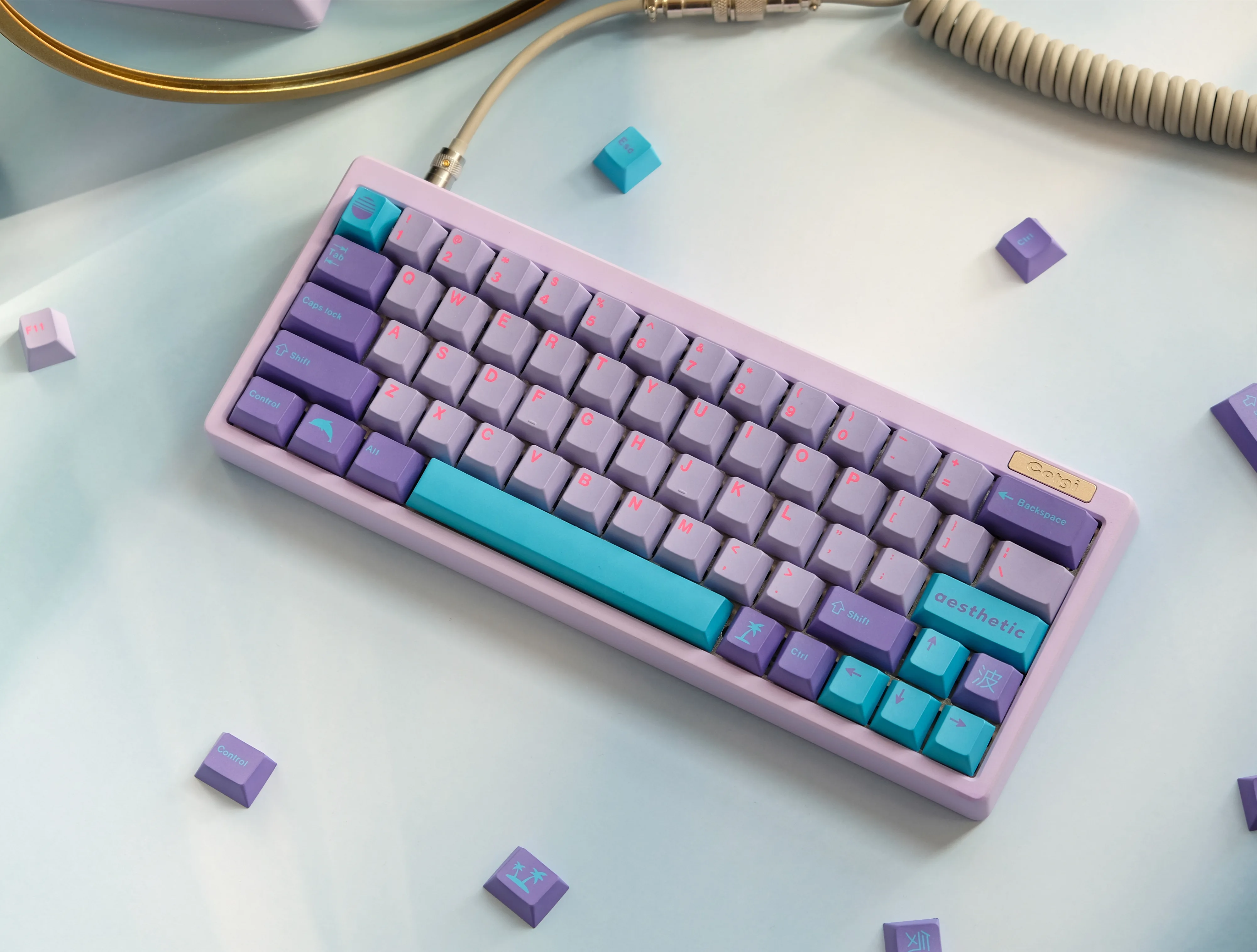 GMK-teclas Vaporwave para teclado mecánico, accesorio con 129 teclas, perfil de cereza, DYE-SUB, personalizadas, GMK - imagen 2