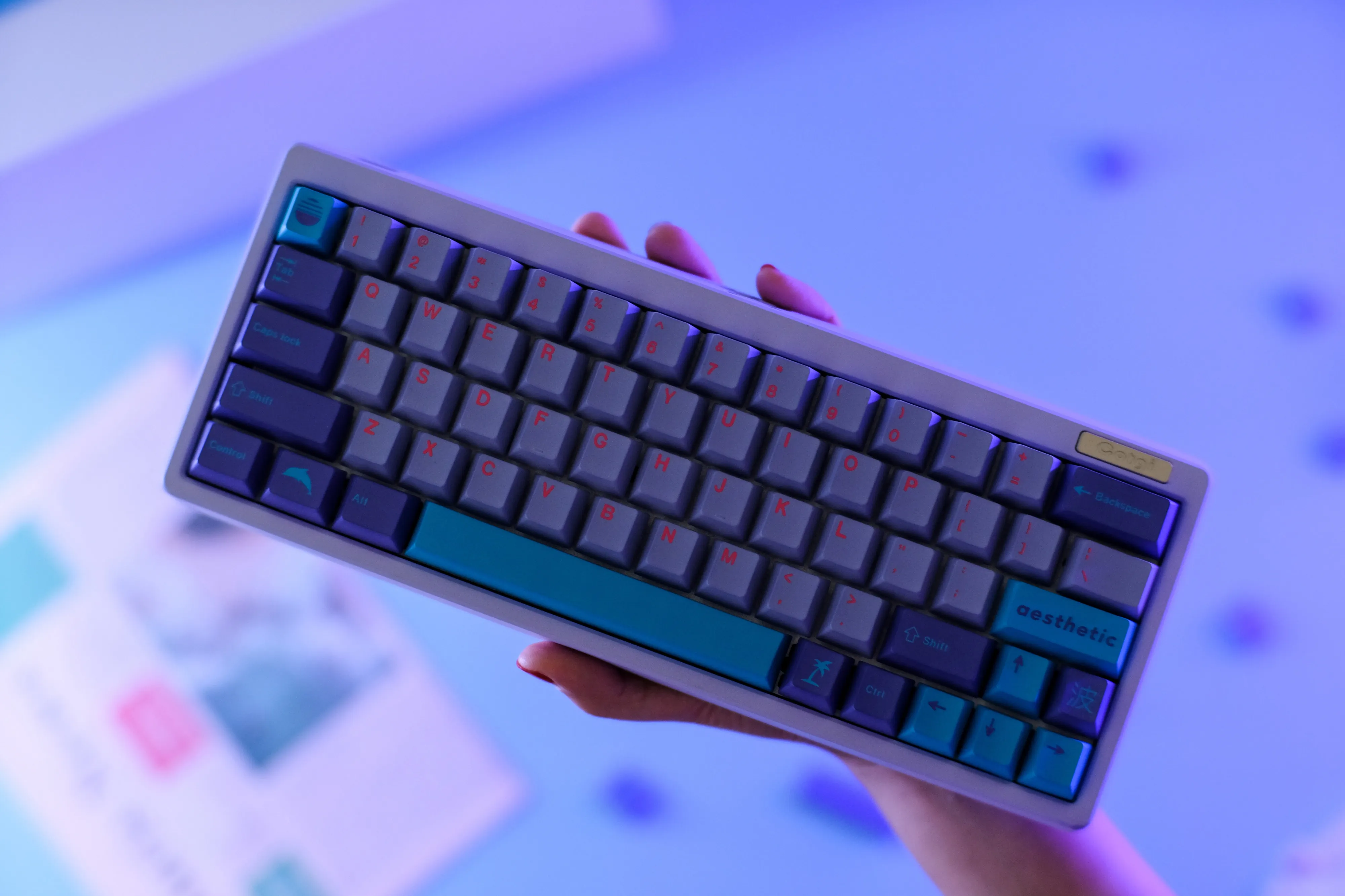 GMK-teclas Vaporwave para teclado mecánico, accesorio con 129 teclas, perfil de cereza, DYE-SUB, personalizadas, GMK